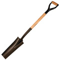 Square tipped narrow trenching shovel